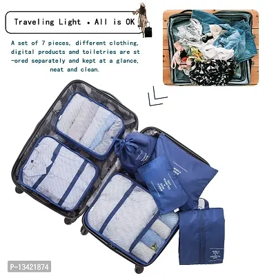7 Pcs Travel Luggage Packing Organizers Set with Toiletry Bag-Blue-thumb2