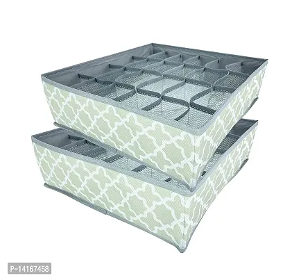 Printed Set of 2 Pack Closet Socks Organizer Drawer Divider, 24 Cell Collapsible-