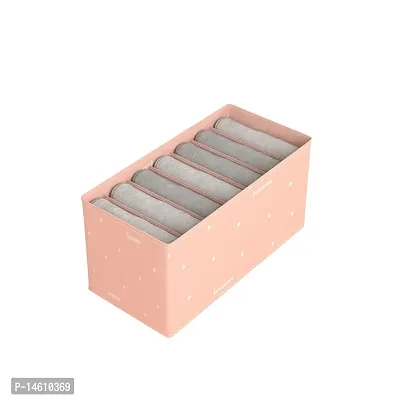 7 Grid Jeans Storage Boxes Wardrobe Clothes Organizer Thicken Closet Printed Pink-thumb0