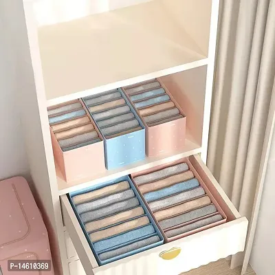 7 Grid Jeans Storage Boxes Wardrobe Clothes Organizer Thicken Closet Printed Pink-thumb3