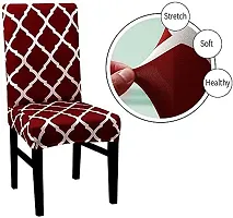 Elastic Chair Cover Stretch Removable Washable Short Dining Chair-Maroon Diamond(SET 4)-thumb2