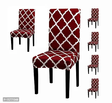 Elastic Chair Cover Stretch Removable Washable Dining Chair-Maroon Diamond(SET 4)