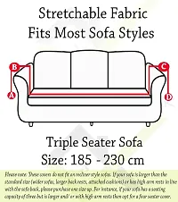 Polyester Blend Triple Seater Sofa Cover Universal Big Elasticity Flexible Stretch  - Grey Pine(185-230cm)-thumb1