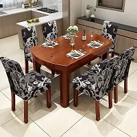 Printed Elastic Chair Cover Stretch Removable Washable (Pack of 2, Grey Flower Pattern)-thumb3