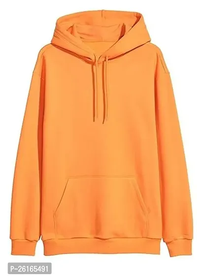 Elegant Orange Cotton Blend Solid Long Sleeves Sweatshirt For Men