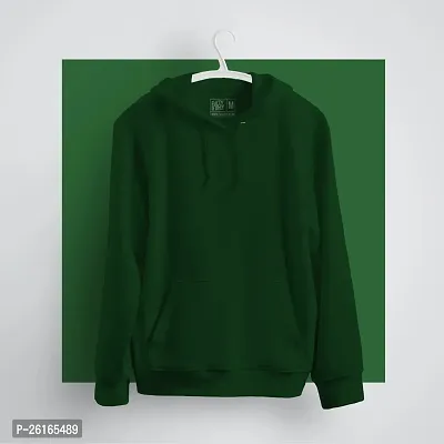 Elegant Green Cotton Blend Solid Long Sleeves Sweatshirt For Men