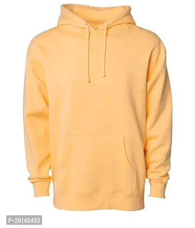 Elegant Yellow Cotton Blend Solid Long Sleeves Sweatshirt For Men