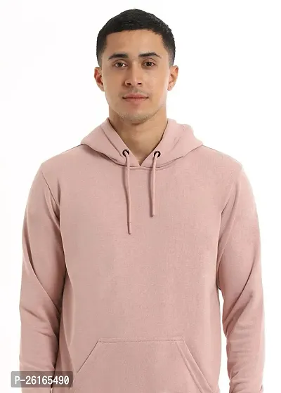 Elegant Pink Cotton Blend Solid Long Sleeves Sweatshirt For Men