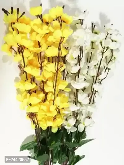 Classic Classic Yellow And White Artificial Flowers . Orchids Flowers  (25Inch, Pack Of 2)-thumb0