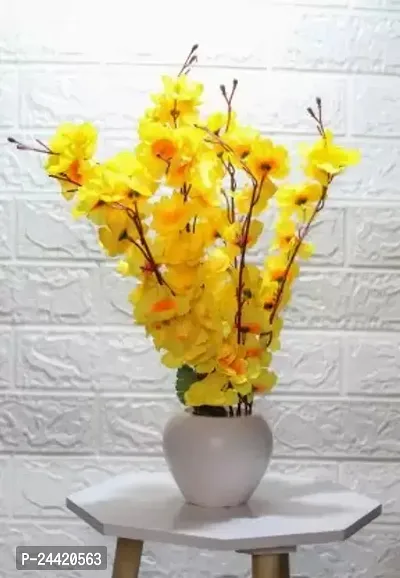 Classic Classic Orchid Blossom For Home Decor Flower Yellow Orchids Artificial Flower With Pot  (13 Inch, Pack Of 1, Flower With Basket)