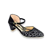 SHOEGAZNG Shoegazing Block Heel Bellies| Women Stylish Trending Fashion Block Heels Printed Bellies| Bellies for Women (Black, Numeric_4)-thumb2