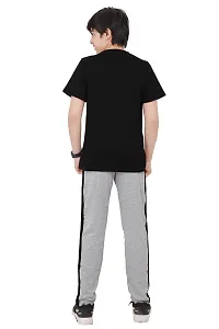 Stylish Cotton Black Round Neck Half Sleeves T-shirt With Trouser For Boys-thumb2