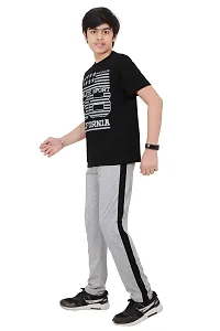 Stylish Cotton Black Round Neck Half Sleeves T-shirt With Trouser For Boys-thumb4