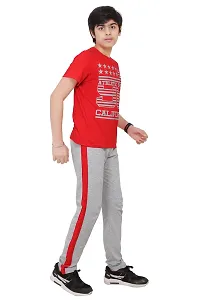 Stylish Cotton Red Round Neck Half Sleeves T-shirt With Trouser For Boys-thumb3