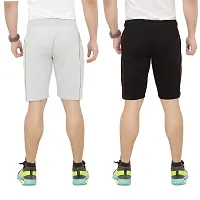 Stylish Poly Cotton Black and Grey Solid Bermudas Shorts For Men - Pack of 2-thumb1