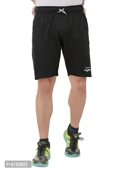 Stylish Poly Cotton Black and Grey Solid Bermudas Shorts For Men - Pack of 2-thumb3