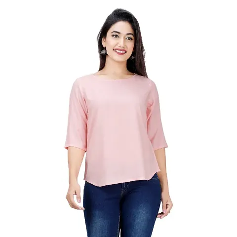 Solid Rayon 3/4th Sleeve Top