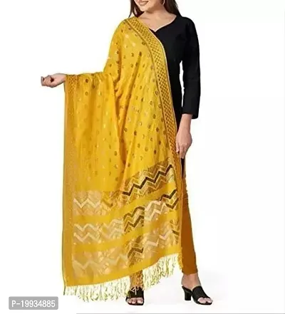 Elite Yellow Banarasi Silk Dupatta For Women-thumb0