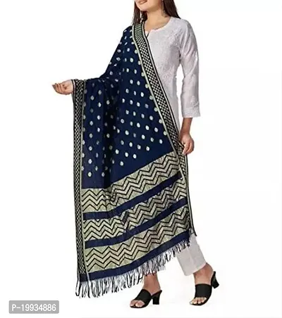 Elite Navy Blue Banarasi Silk Dupatta For Women-thumb0