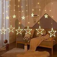 Curtain String Lights for Bedroom with 8 Lighting Modes, Waterproof Window Lights Decorations, Diwali Decoration, Wedding,Garden Christmas Indoor Outdoor Decorations Lights - Warm White (Star Pixel)-thumb2