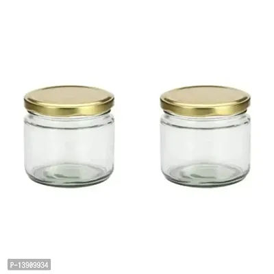 Virya Round Glass Jars Kitchen Storage Clear Transparent Glass Jar  Container with Rust Proof Air Tight Metal Lid - 350 ml Glass Utility Container (6)-thumb0