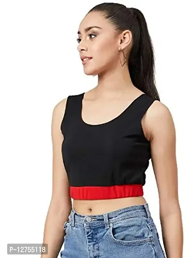 PoshBery Black and Red Colorblocked Crop top-thumb2