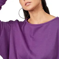 PoshBery Purple Sweatshirt with Drop Shoulder & Front Tape Detail-thumb3