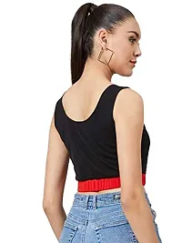 PoshBery Black and Red Colorblocked Crop top-thumb4