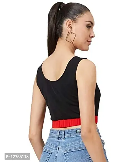 PoshBery Black and Red Colorblocked Crop top-thumb5