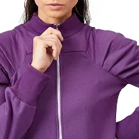 PoshBery Purple Zipper Sweatshirt with Puff Sleeve-thumb3