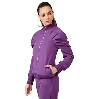 PoshBery Purple Zipper Sweatshirt with Puff Sleeve-thumb1