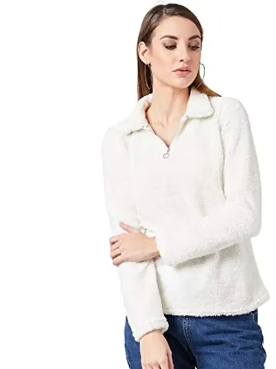 PoshBery shirtcollar Sweatshirt with Zip Detail