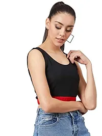 PoshBery Black and Red Colorblocked Crop top-thumb2