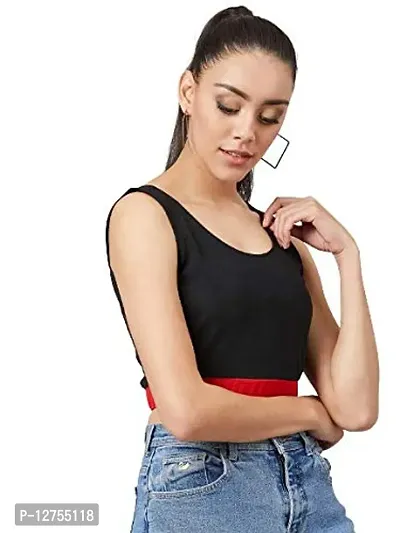 PoshBery Black and Red Colorblocked Crop top-thumb3