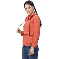 PoshBery Orange Sweatshirt with Hoodie and Big Pocket Detailing-thumb1