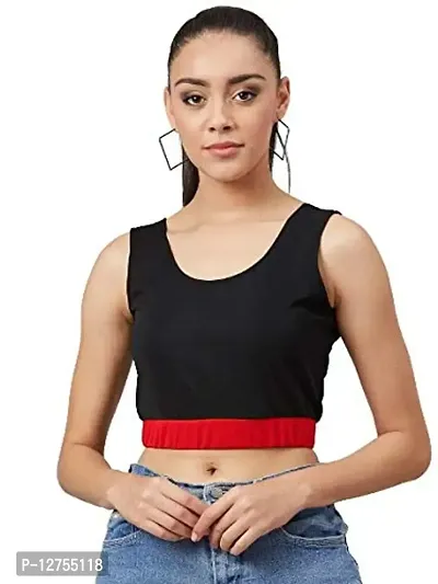 PoshBery Black and Red Colorblocked Crop top-thumb0