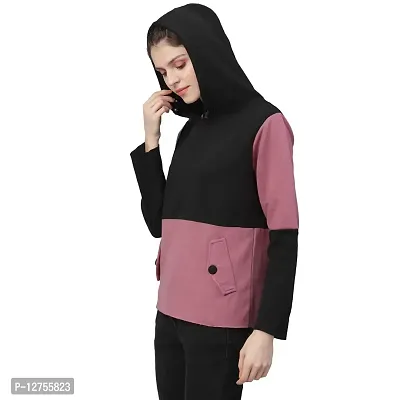 PoshBery Pink & Black Sweatshirt with colorblocking and Hoodie-thumb2