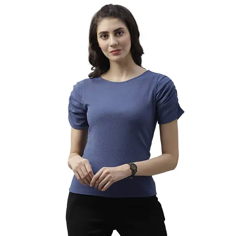 PoshBery Women Top (ATP-4695_Blue_S)