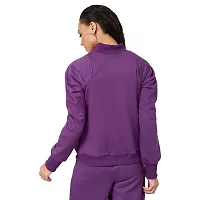 PoshBery Purple Zipper Sweatshirt with Puff Sleeve-thumb4