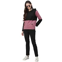 PoshBery Pink & Black Sweatshirt with colorblocking and Hoodie-thumb4