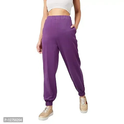 PoshBery Blue Fleece Joggers with Side Pockets and Bottom Elastic Detail-thumb0