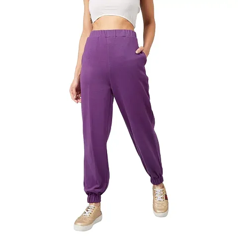 PoshBery Blue Fleece Joggers with Side Pockets and Bottom Elastic Detail