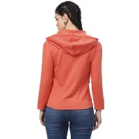 PoshBery Orange Sweatshirt with Hoodie and Big Pocket Detailing-thumb3