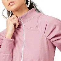 PoshBery Nude Zipper Sweatshirt with Puff Sleeve-thumb3