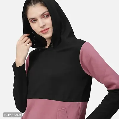 PoshBery Pink & Black Sweatshirt with colorblocking and Hoodie-thumb3