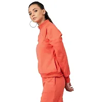 PoshBery Orange Zipper Sweatshirt with Puff Sleeve-thumb1