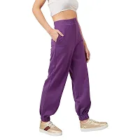 PoshBery Blue Fleece Joggers with Side Pockets and Bottom Elastic Detail-thumb2
