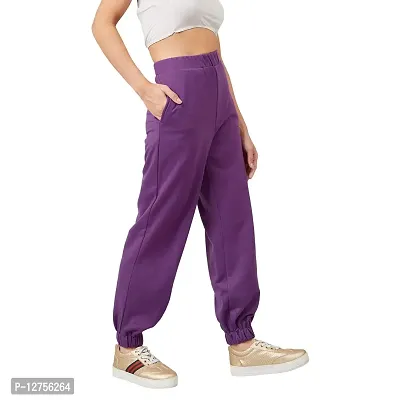 PoshBery Blue Fleece Joggers with Side Pockets and Bottom Elastic Detail-thumb3