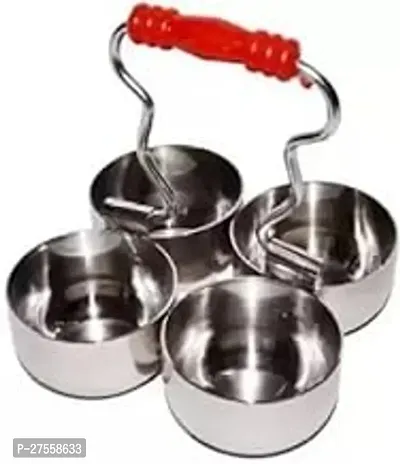 Stainless Steel Four Bowls Round Haldi Kumkum Sandal Rice Holder Stainless Steel-thumb0