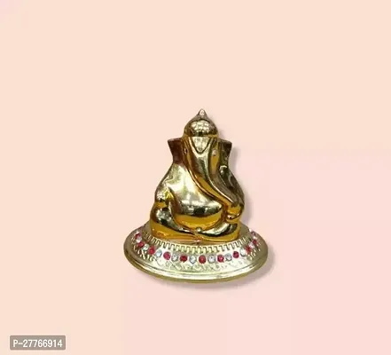 Lord Ganesha Brass Finish Idol for Car Dash Board Statue Ganpati Figurine God of Luck  Success Diwali Gifts Home Decor O3-thumb0